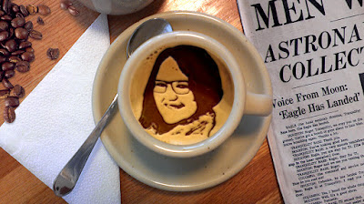 portrait of a woman with port wine stain birthmark in a latte