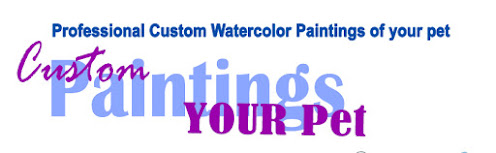 Professional custom watercolor paintings of your dog, cat or other pet