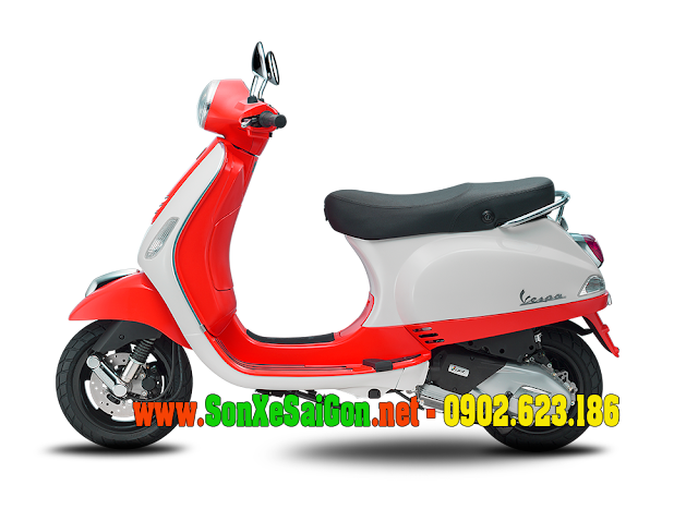 Mẫu sơn xe Vespa LX 125 bi-color trắng đỏ cực đẹp