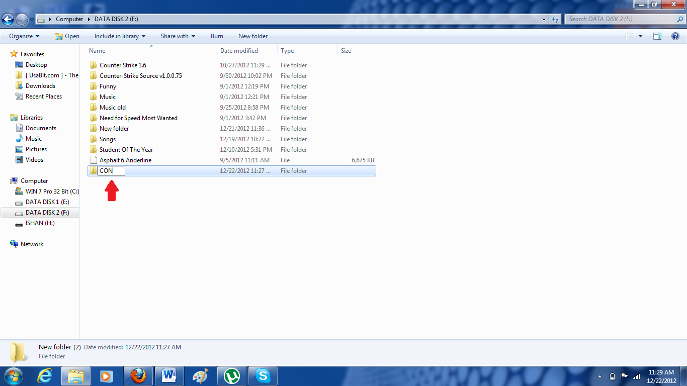 Live Guiltfree Create a Folder named CON