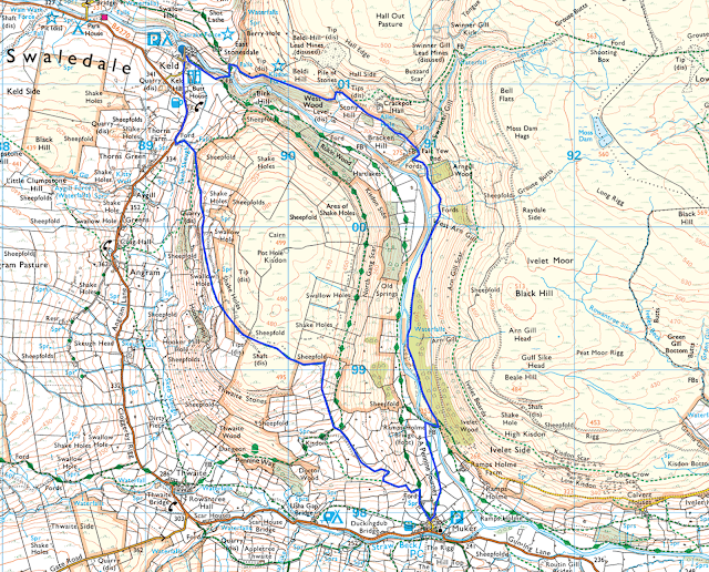 Muker Keld walk map route Yorkshire dales