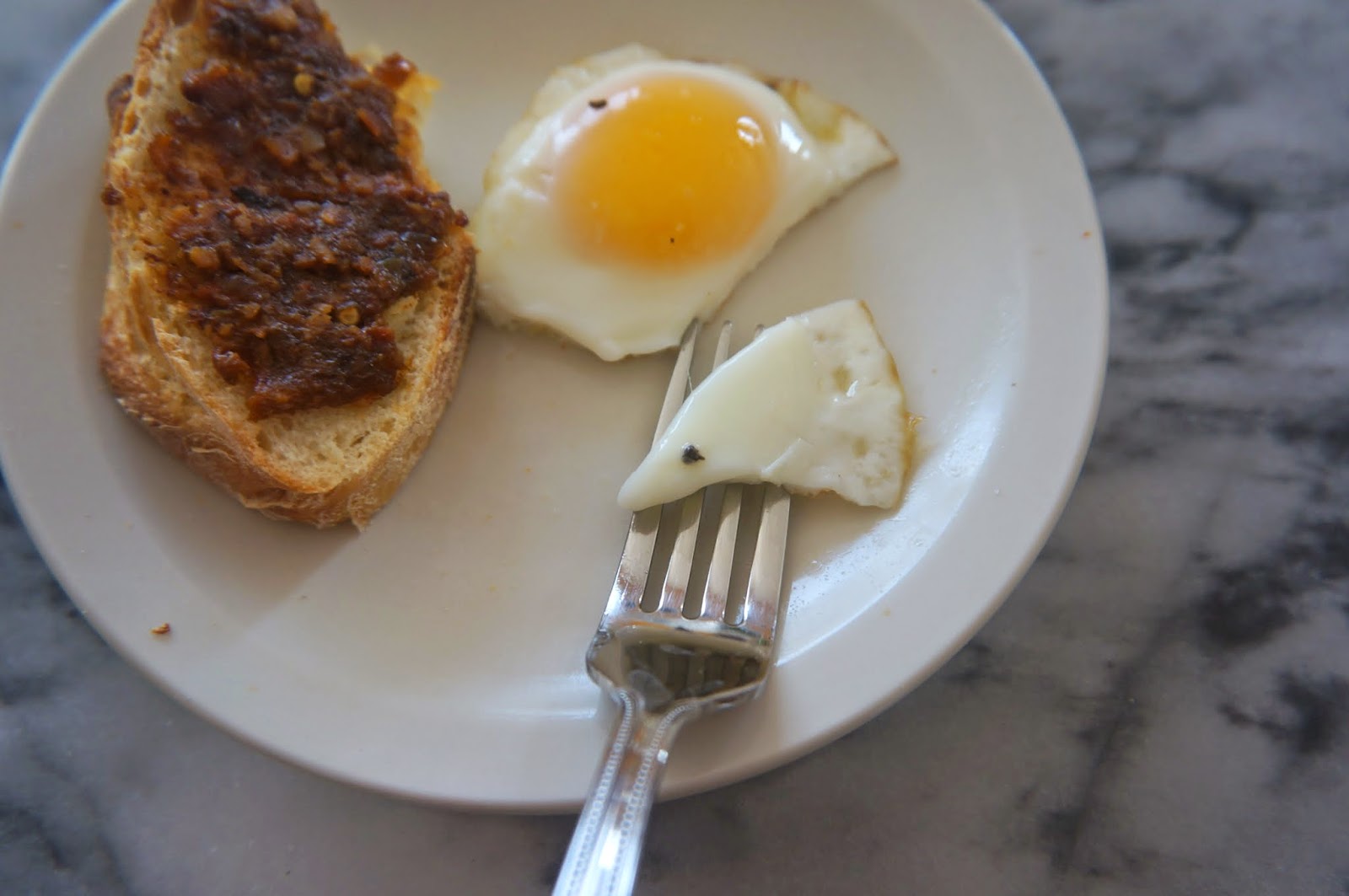 What I Ate Truffle Eggs & Bacon Jam Toast