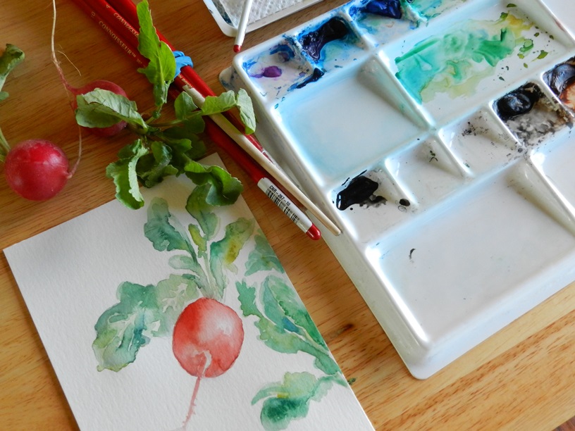 Grow Creative:  Watercolor Radish Painting