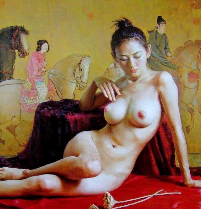 Hot Nude Sexy Chinese Girl Images Hand Painted Framed Oil Painting Zz