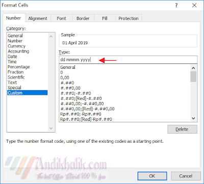 Mengatur Format Angka dengan Format Custom Number Pada Excel