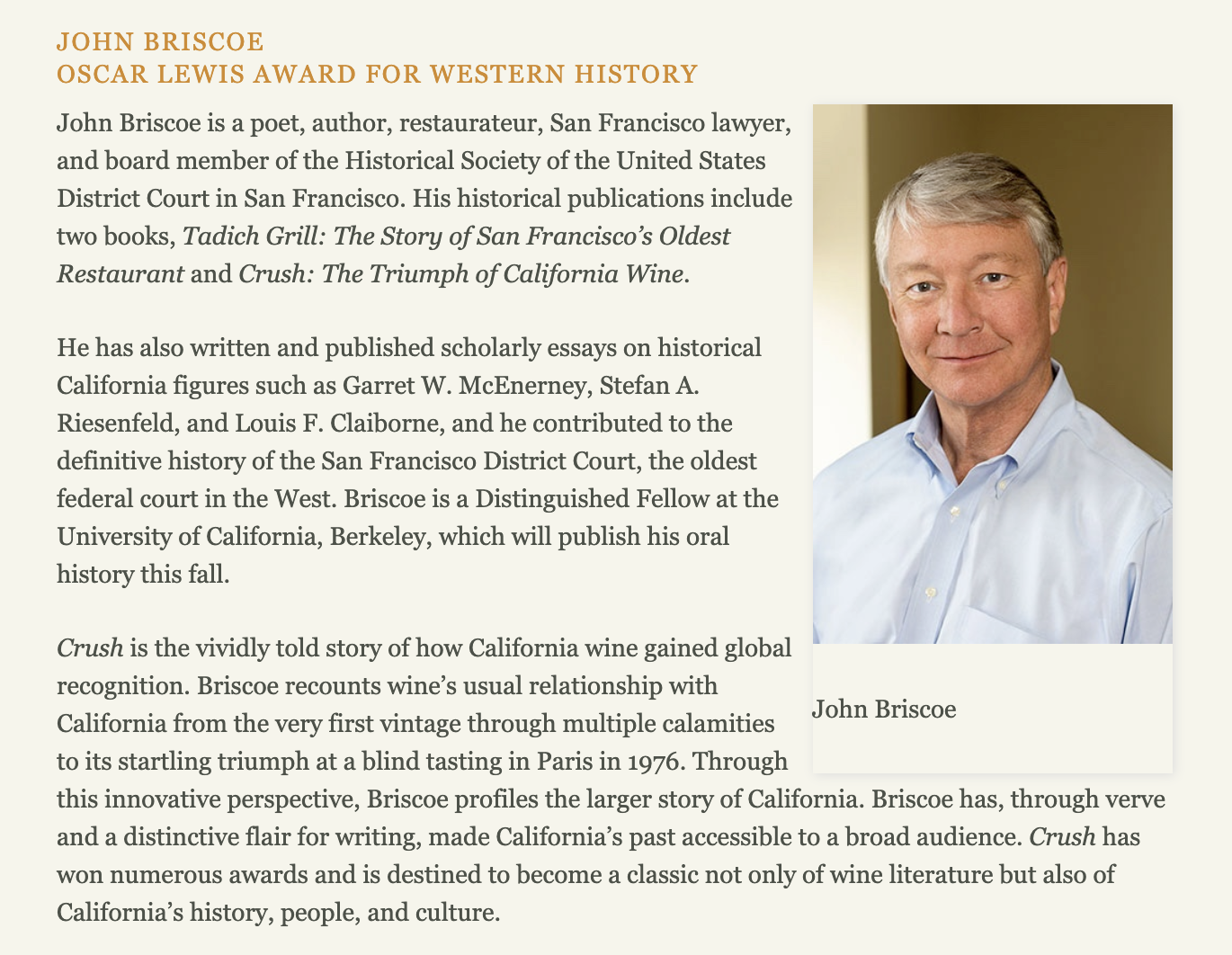 Kimberley Cameron & Associates John Briscoe is the recipient for the