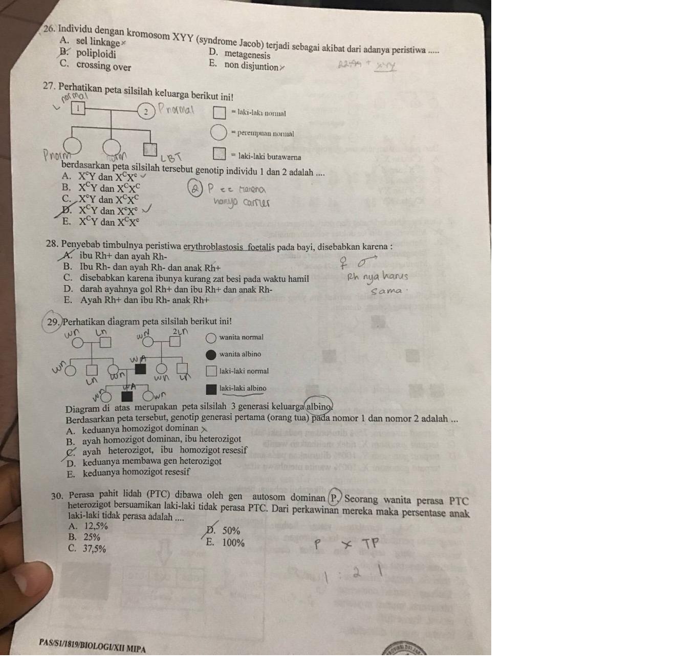BIOLOGI GONZAGA SOAL SEMESTER 1 KELAS XII IPA