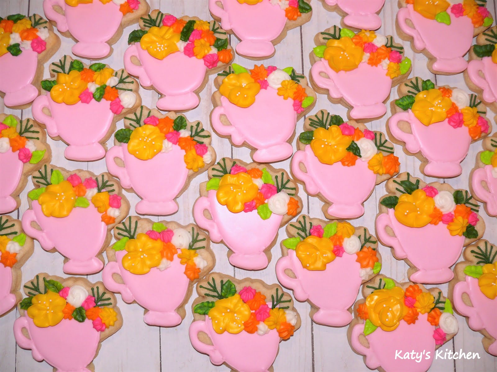 Katy's Kitchen Floral Teacup Cookies