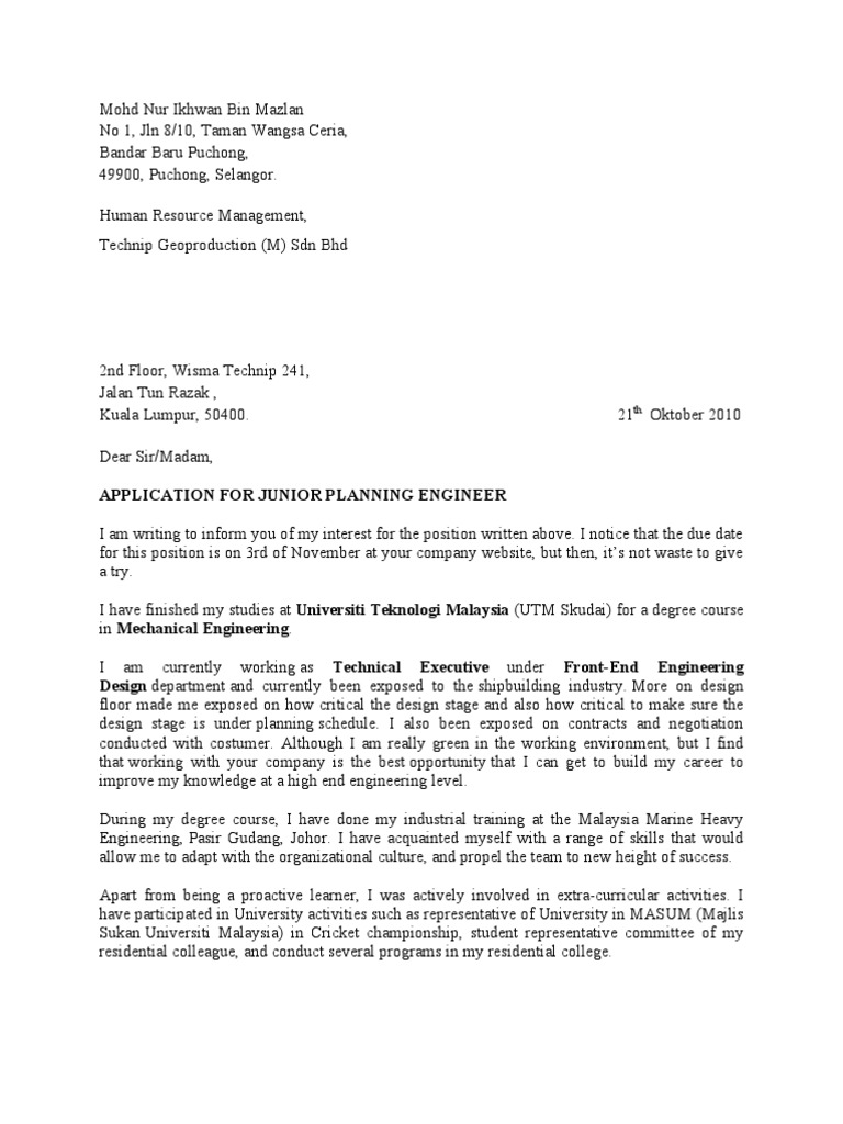 Contoh Cover Letter Bahasa Melayu Dan English Kongsikan Bersama - Riset