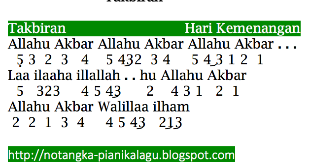 Not Angka Pianika Takbiran