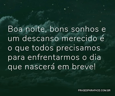 Boa noite, bons sonhos e um descanso merecido Boa noite, bons sonhos e um descanso merecido