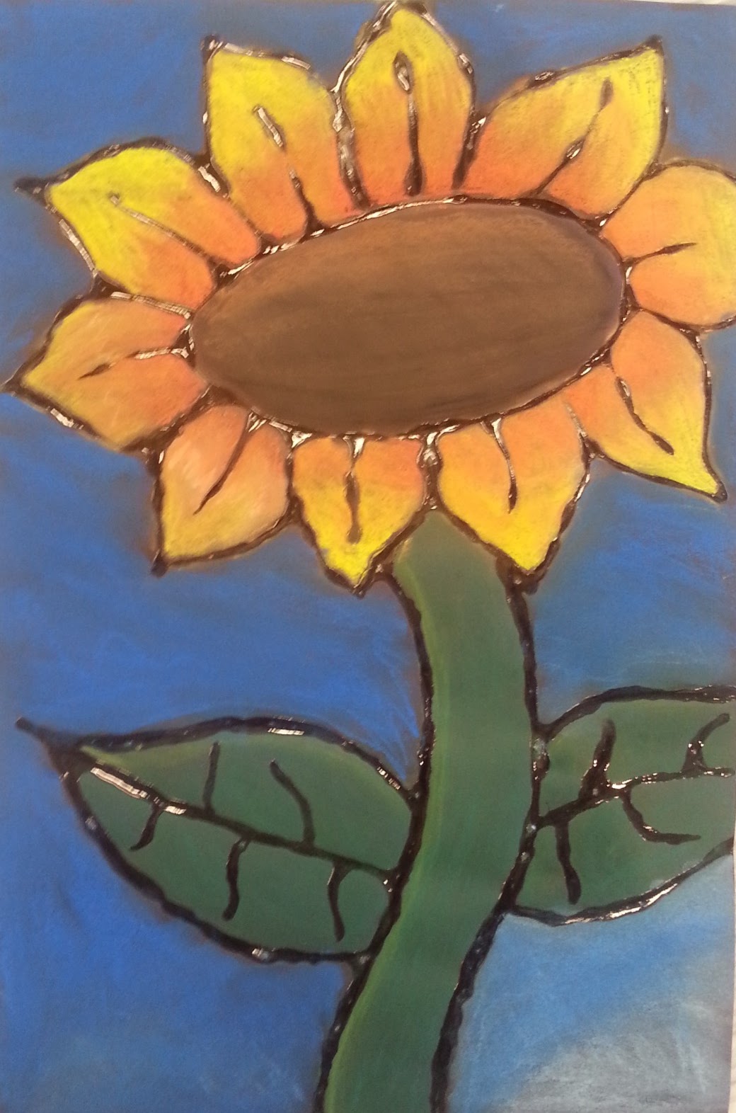 a faithful attempt Chalk Pastels and Glue Sunflowers