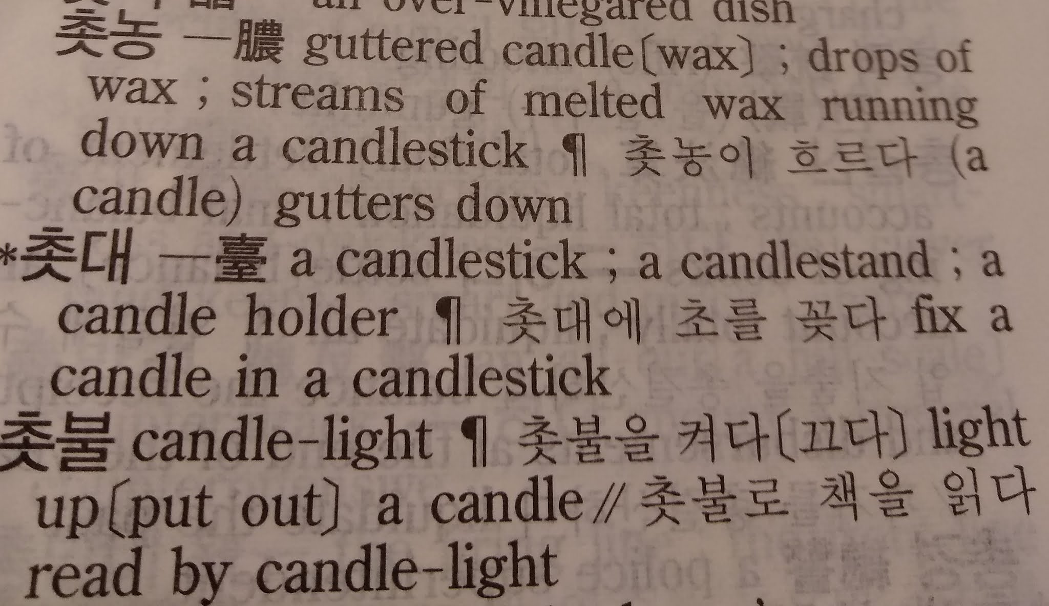 Korean Language Notes: What does 촛농 literally mean?