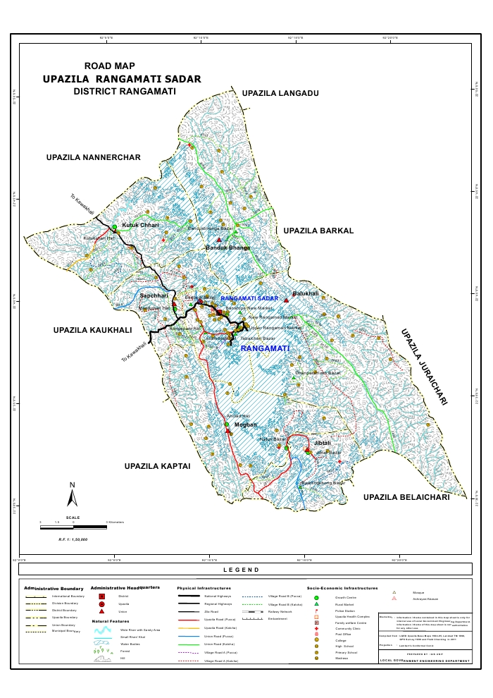 Rangamati Sadar Upazila Road Map Rangamati District Bangladesh
