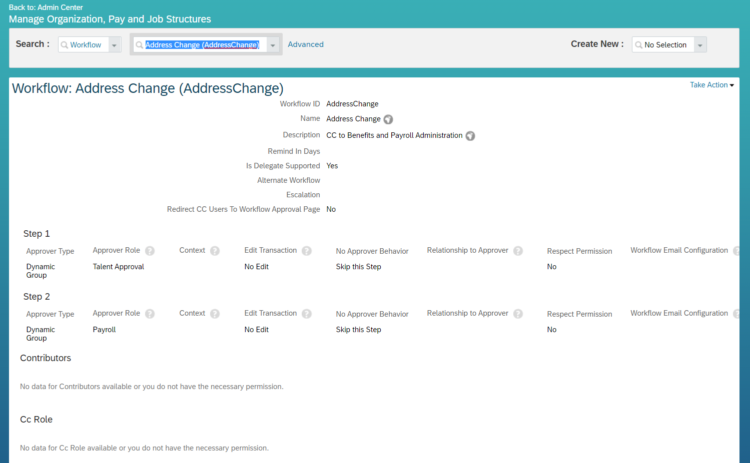 EMPLOYEE CENTRAL Workflow Derivation Rules EMPLOYEE CENTRAL Workflow Derivation Rules