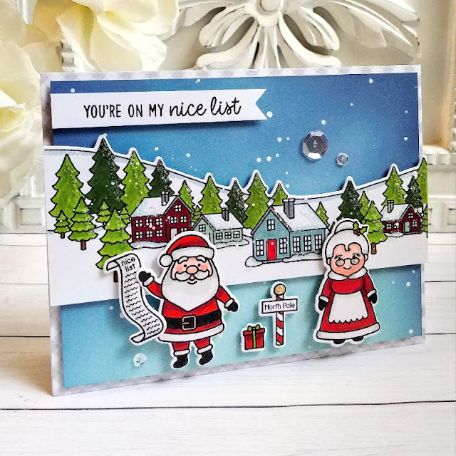 Sunny Studio Stamps: North Pole Winter Scenes Winter Themed Holiday Cards Tags by Kelly Lunceford
