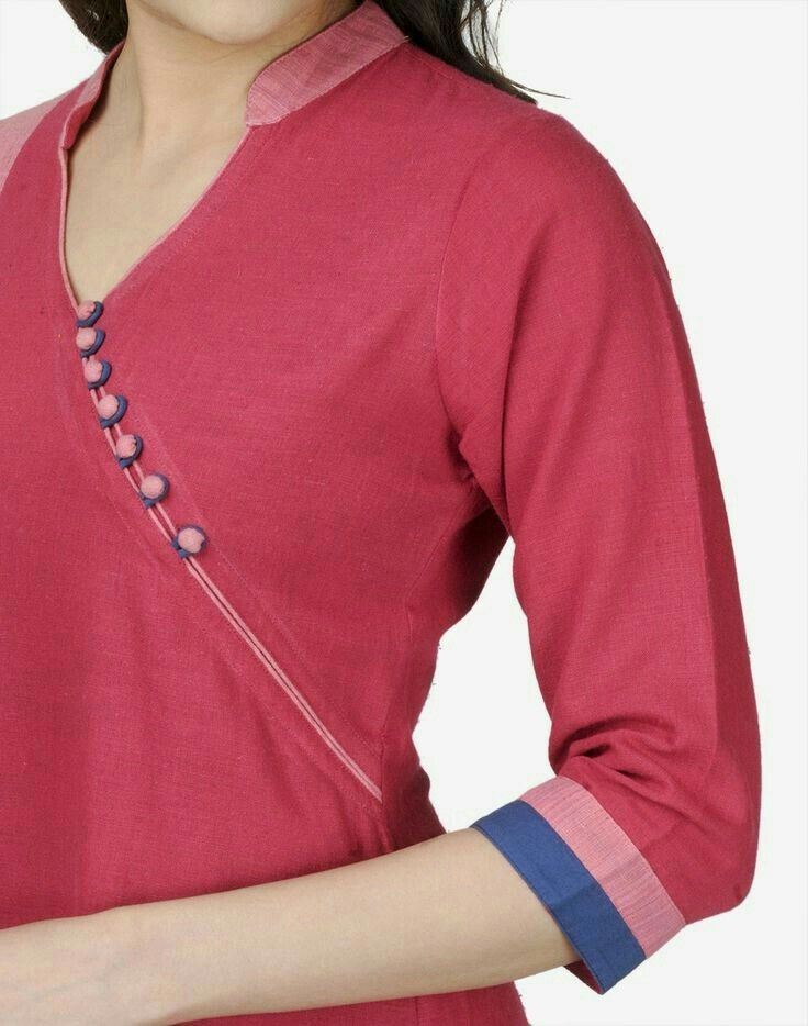 V neck stand collar kurti with one side pocket! Size : S, M, L, XL, XXL  Price 850 #Nimeyah #newcollection #kannur #kerala #chennai… | Instagram