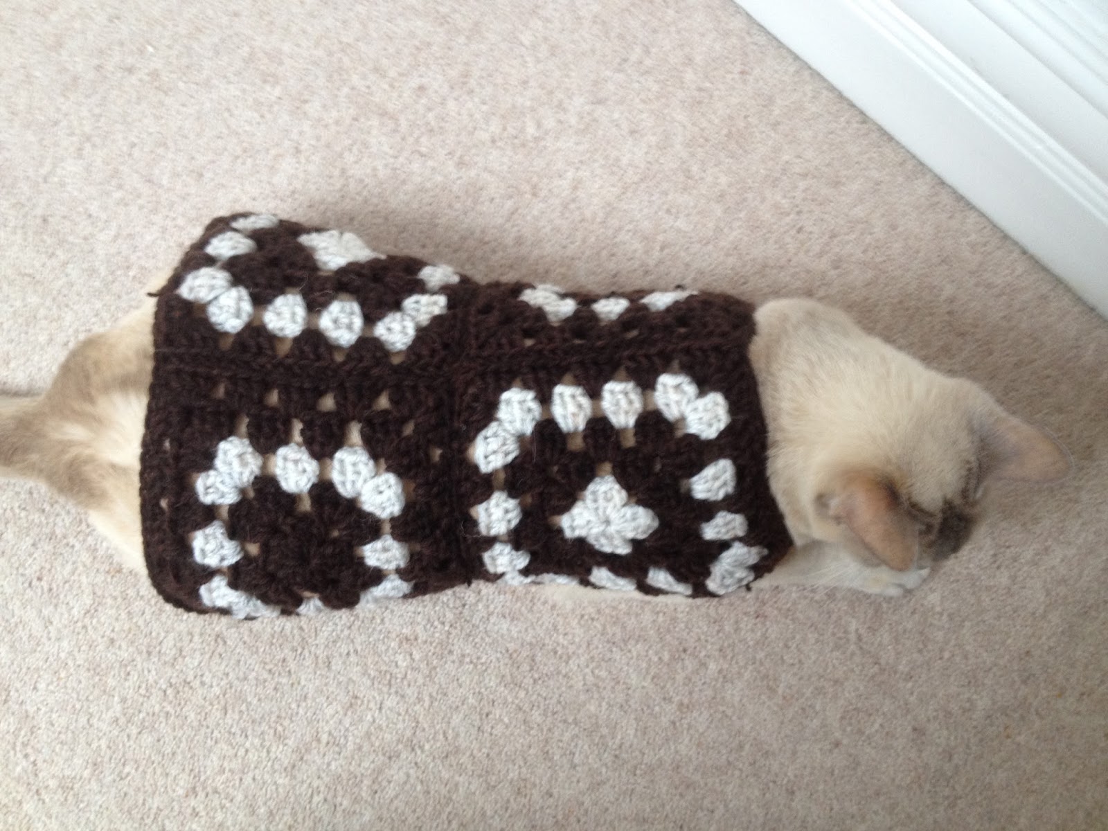 Mum's Simply Living Blog Crochet Granny Square Cat Coat