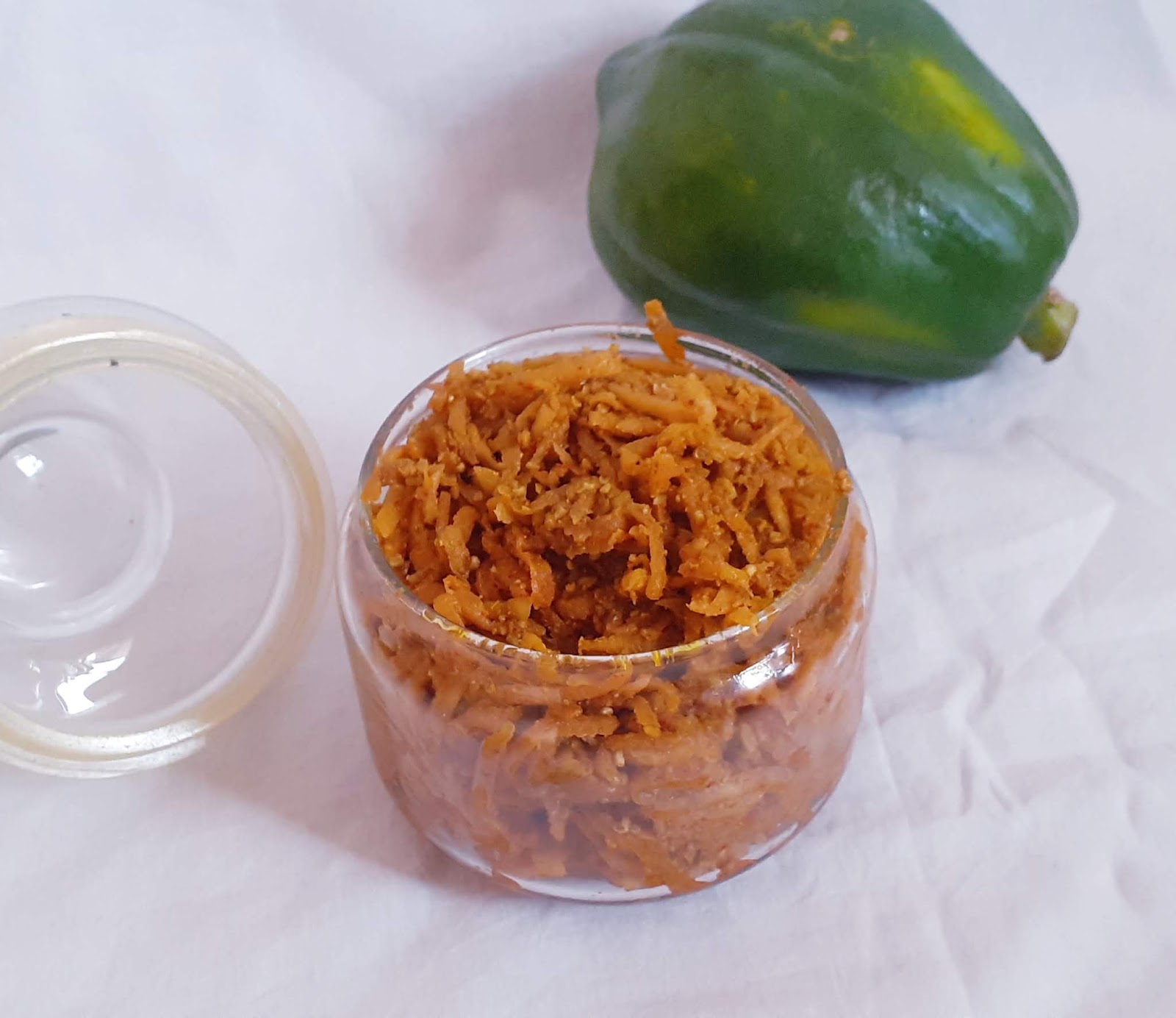 Hema's Musings raw papaya pickle /कच्चे पपीते का अचार