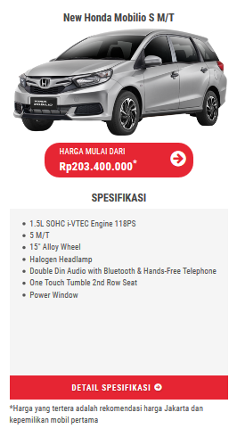 harga dan spesifikasi honda mobilio
