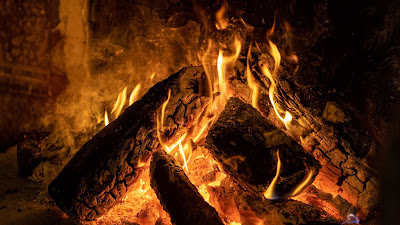 Camping, fire, logs, flame, fire