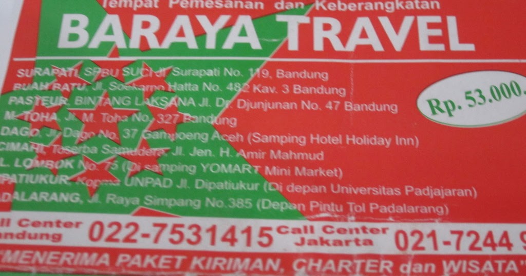 Jadwal Travel Baraya | Bandung View
