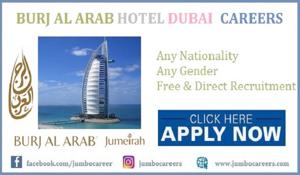 New Job Vacancies at Burj Al Arab Dubai 2023