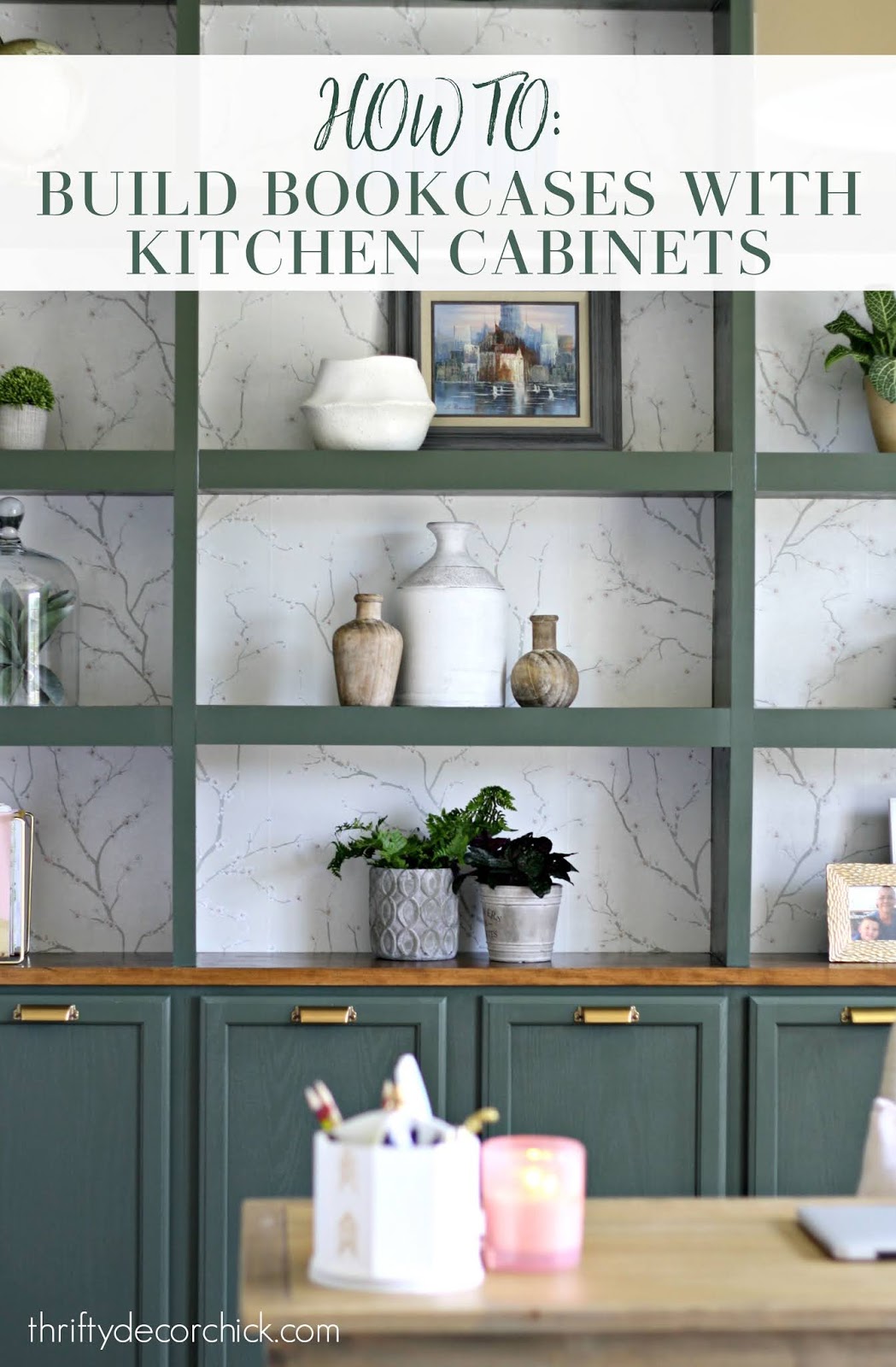 How to create custom built ins with kitchen from Thrifty Decor