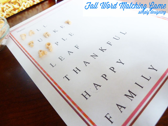 Fall Word Matching Game | a great kids activity, perfect for the fall and for Thanksgiving day | free printable | #kidsactivity #freeprintable #alphabits #sponsored