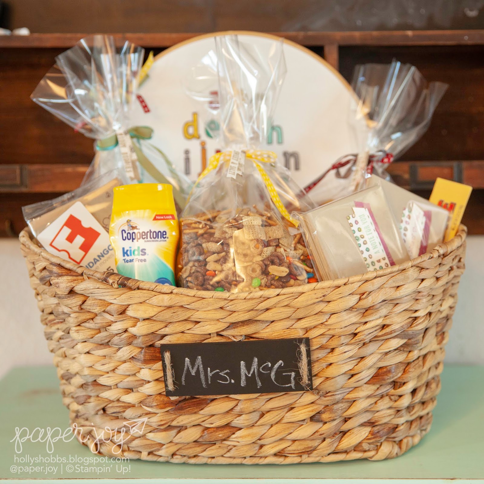 Paper Joy End of Year Teacher Gift Basket Line Alphabet & Pick a Pennant