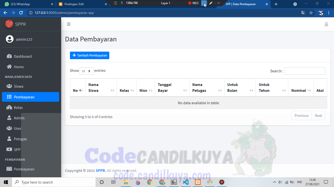 √ Source Code Aplikasi Website SPP Laravel 8