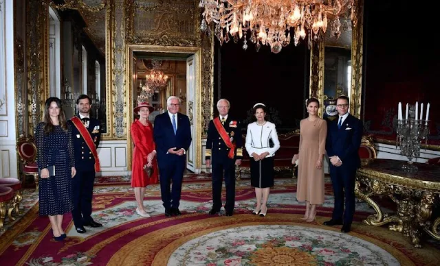 Elke Büdenbender, Queen Silvia, Prince Carl Philip, Princess Sofia. Crown Princess Victoria wore a blazer by Andiata
