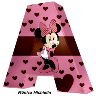 Alfabeto 3D Rosa con Minnie. Pink 3D Alphabet with Minnie.