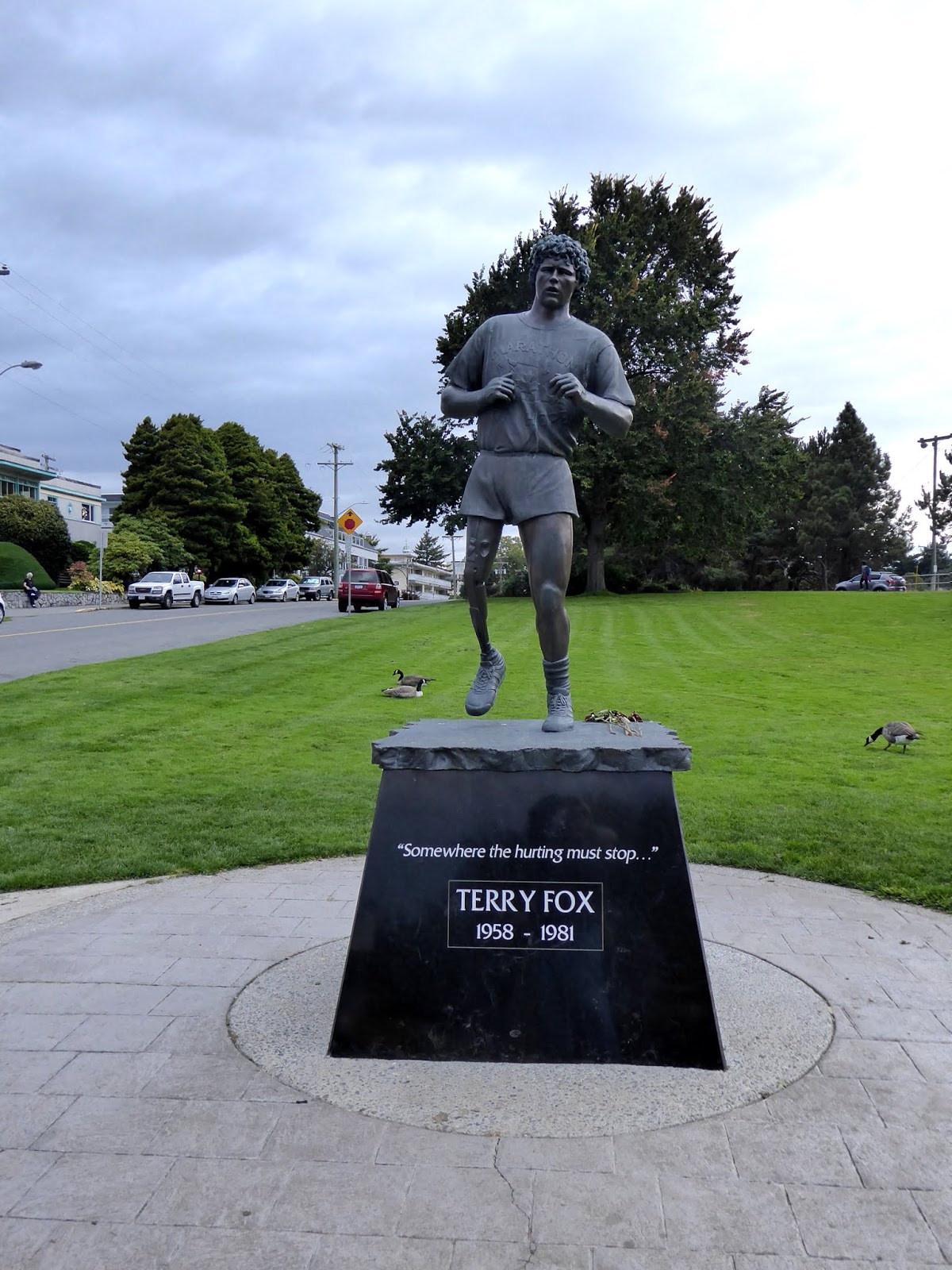 Photoops Statue of Historic Figure Terry Fox Victoria, British