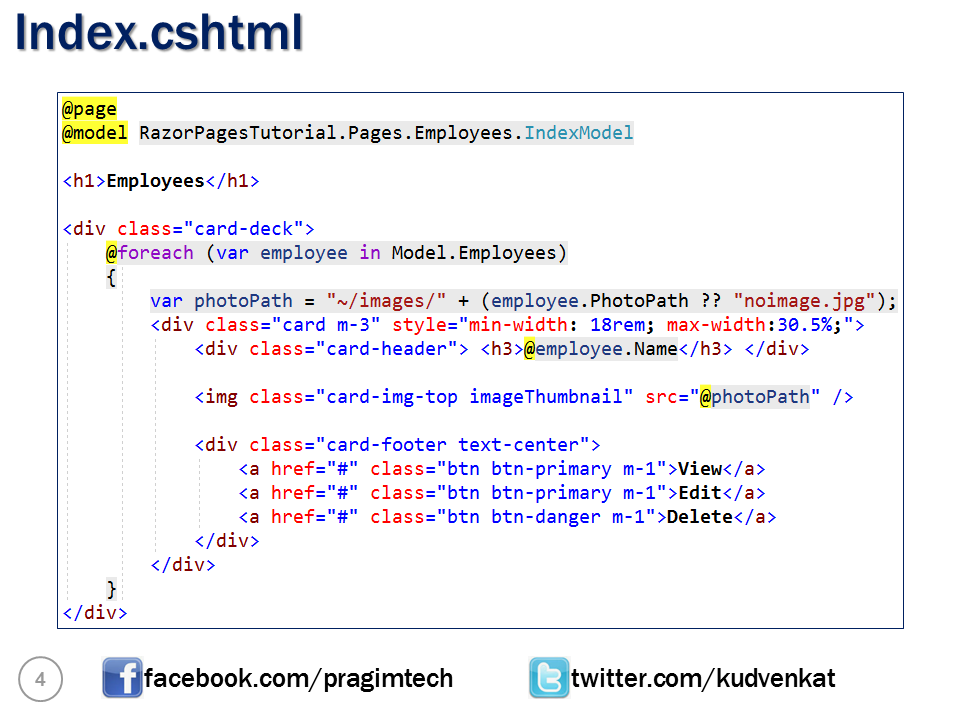 Sql server, and c video tutorial List razor page Slides