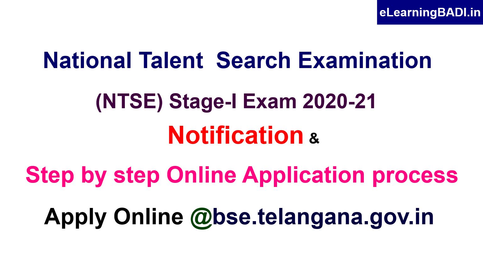 National Talent Search Examination (NTSE), StageI Notification