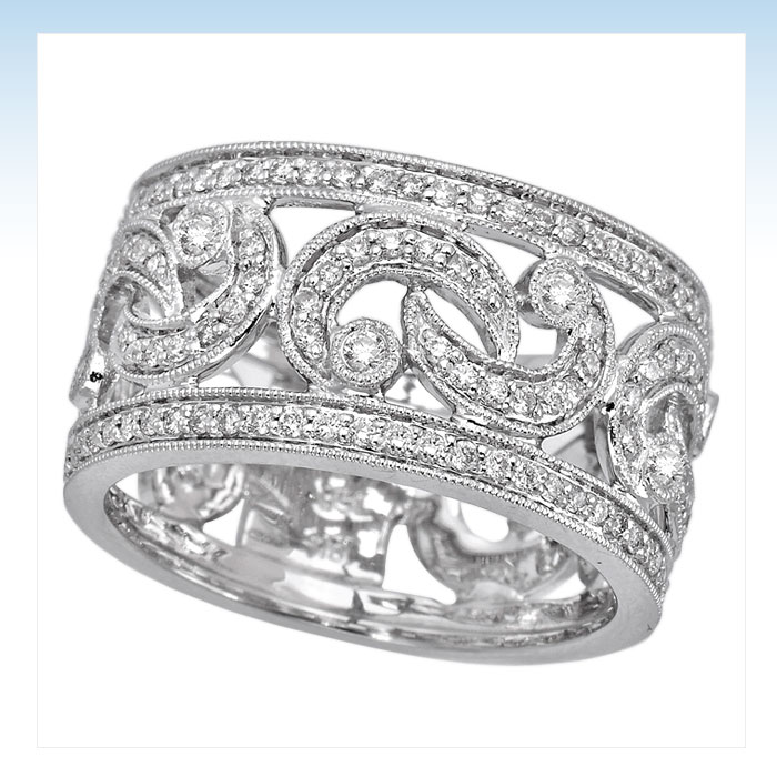 Diamond Engagement Rings: 18k White gold and diamond women's band