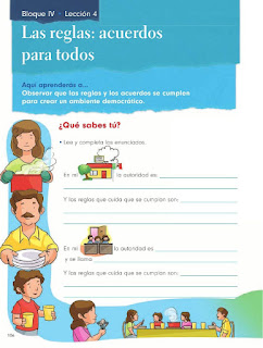 Apoyo Primaria Formación Cívica y Etica 2do. Grado Bloque IV Lección 4 Las reglas acuerdos para todos