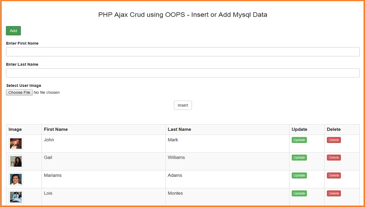 Php mysql ajax add edit delete in php