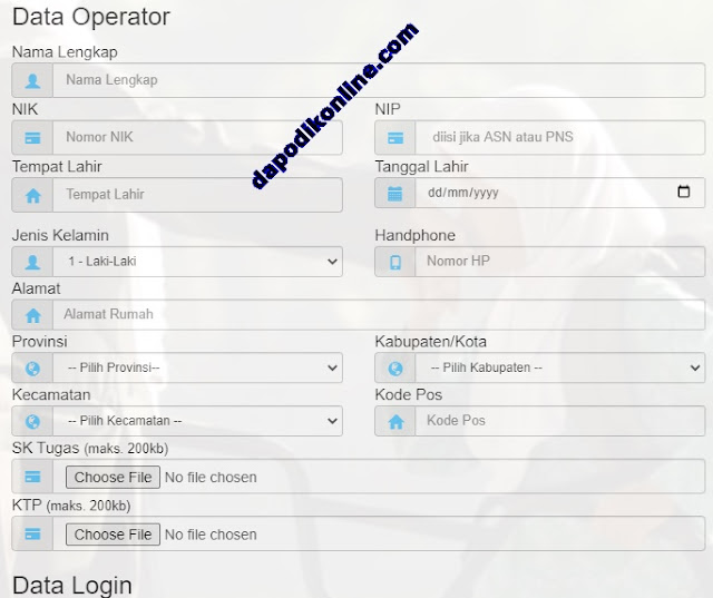 Lengkapi Data Operator Madrasah