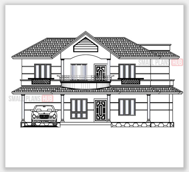 2882 Sq.ft. 5 Bedroom Double Floor House Plan and Elevation