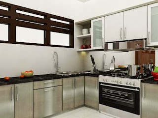 Kitchen Set L-Shape Stainless Steel Texture