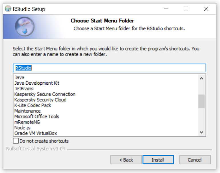 Choose Start Menu Folder