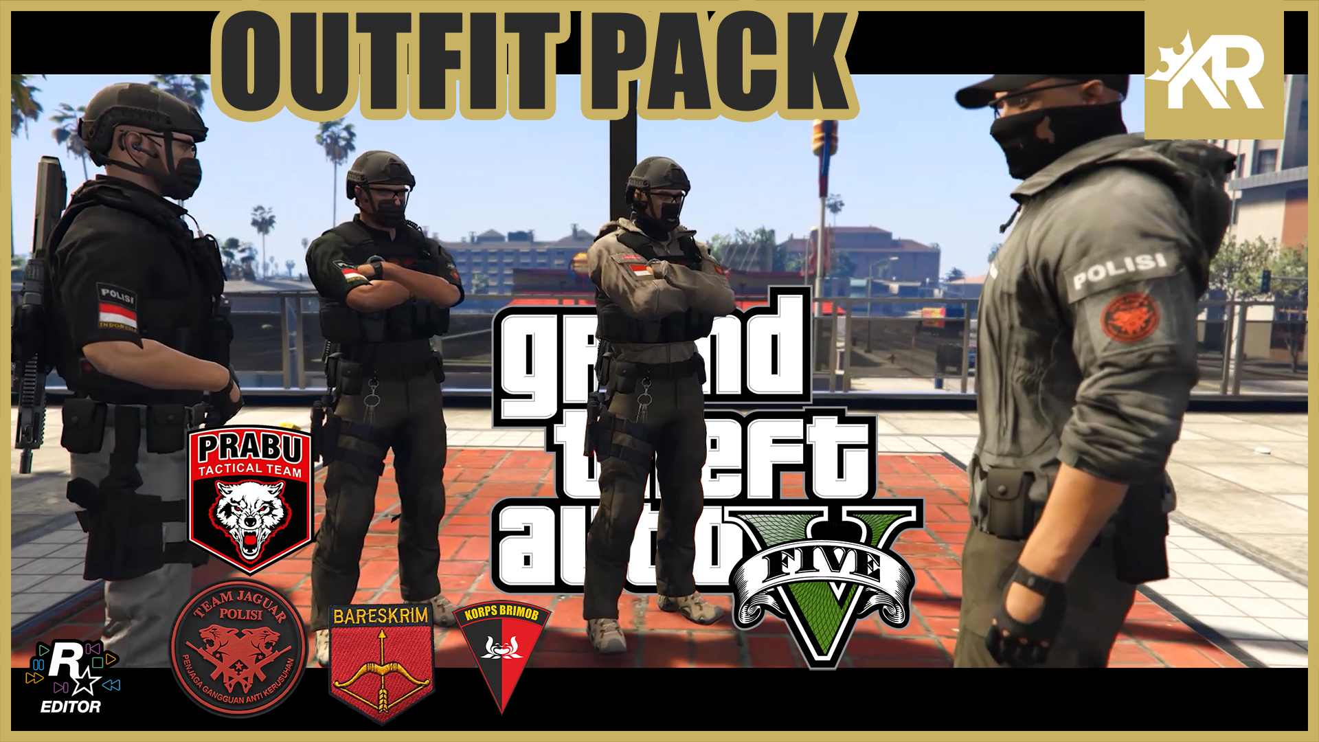 Outfit Pack Team Prabu - Jaguar - Brimob (+Vest dan helm) - GTA5 Mods