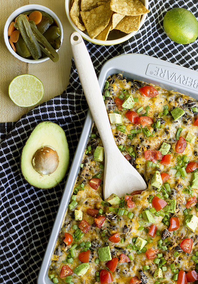 Bubby and Bean Living Creatively Spicy Veggie Burrito Bowl Casserole