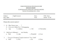 Soal Isian Singkat Bahasa Inggris Kelas 7 Soal Isian Singkat Bahasa Inggris Kelas 7