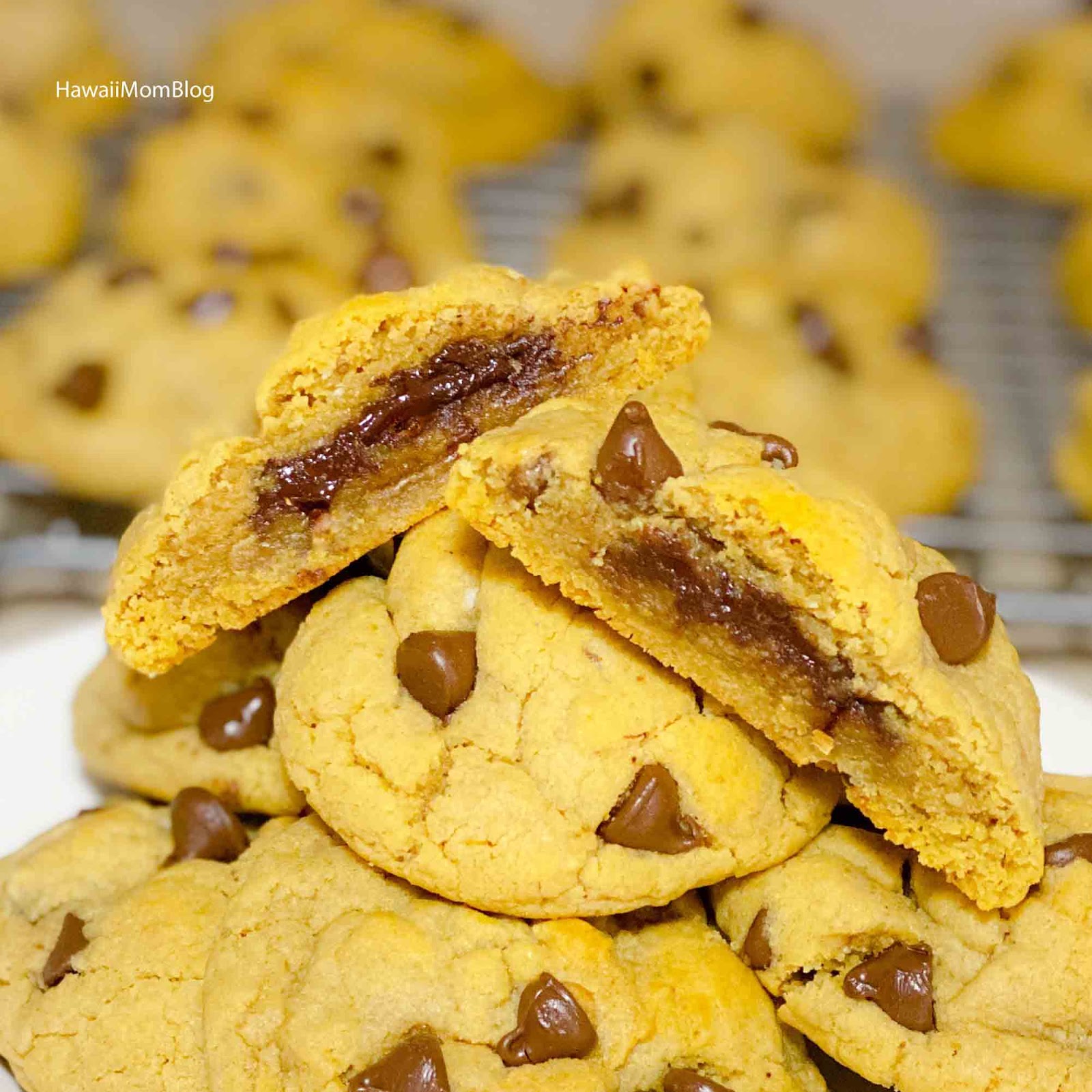 Hawaii Mom Blog Dark Chocolate Stuffed Peanut Butter Chocolate Chip Cookie Recipe