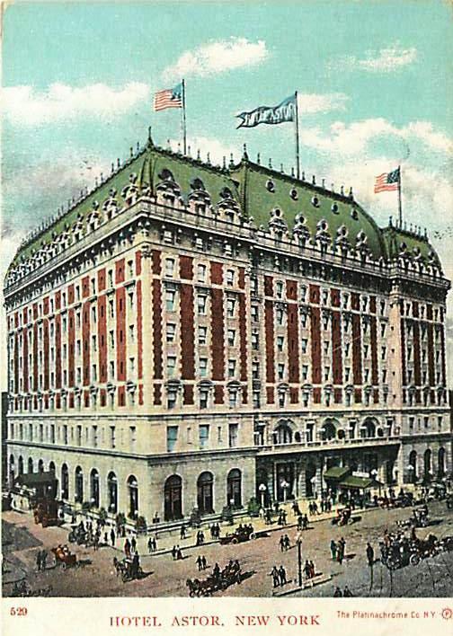 Hotel Astor New York Vintage Old Cars Written On Divided Back Vintage Postcard E - Foto 9