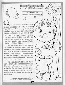 Atividades sobre higiene e hábitos saudáveis