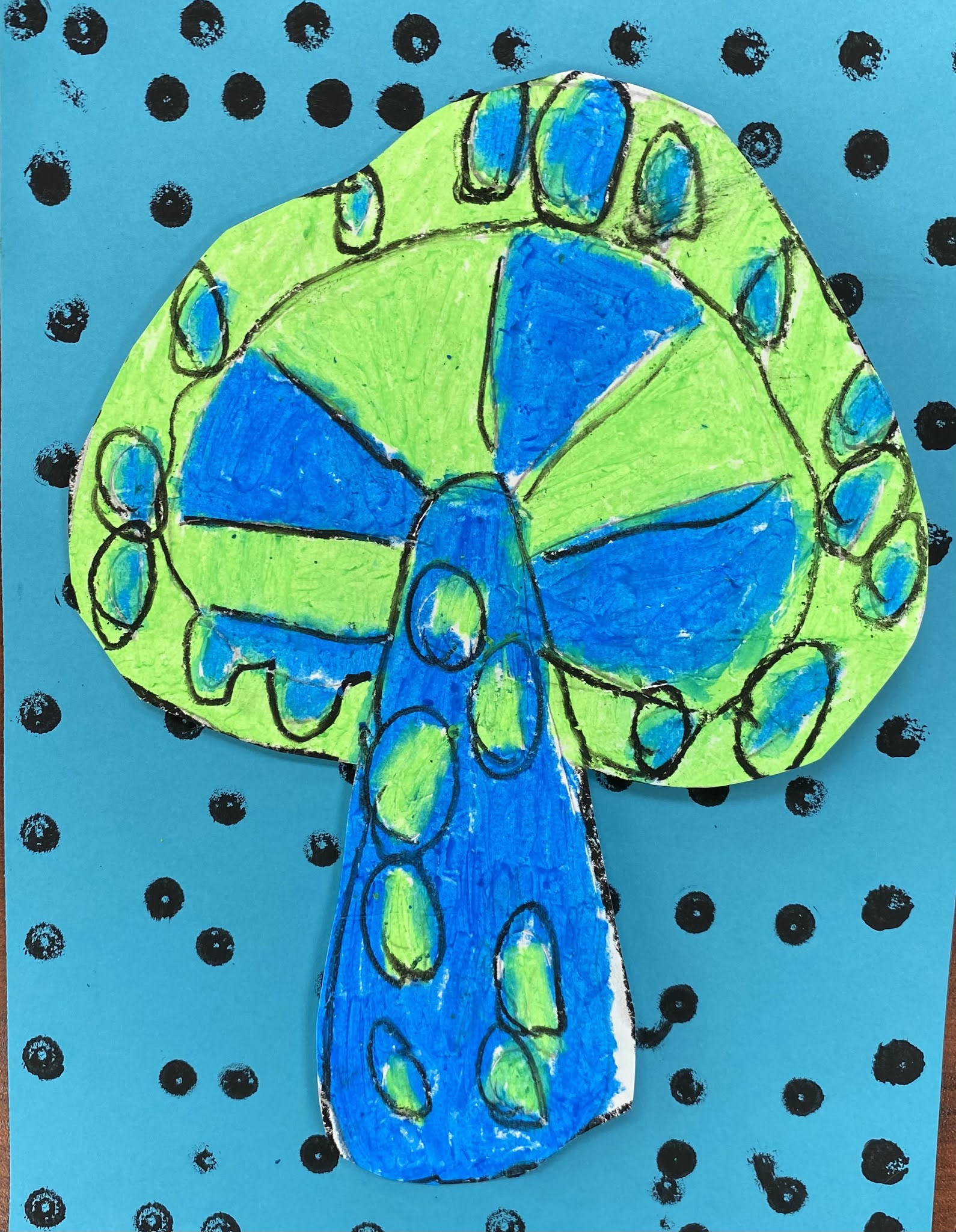 Mrs. Harris' art room Yayoi Kusama kindergarten mushrooms art lesson